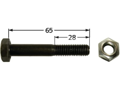 Industriehof® Sechskantschraube M 10 x 1,5 x 65 - 10.9 mit Sicherungsmutter für Fischer, Hansa, Votex, 63-1065-1