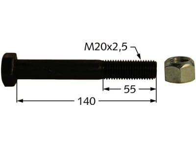 Industriehof® Sechskantschraube M 20 x 2,5 x 140 - 10.9 mit Sicherungsmutter für Perfect, Tünnissen & Stocks, 63-20140