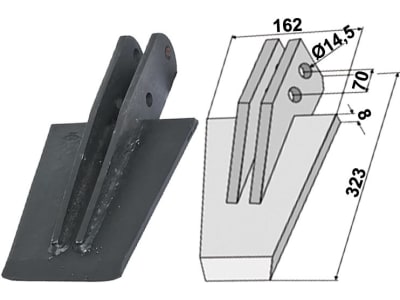 Industriehof® Spaten 323 x 162 x 8 mm, Abstand Bohrungen 70 mm, Bohrung 14,5 mm, für Celli: NY, 631-VAN-01