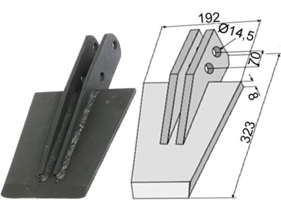 Industriehof® Spaten 323 x 192 x 8 mm, Abstand Bohrungen 192 mm, Bohrung 14,5 mm, für Celli: NY, 631-VAN-02 Industriehof® Spaten 323 x 192 x 8 mm, Abstand Bohrungen 192 mm, Bohrung 14,5 mm, für Celli: NY, 631-VAN-02