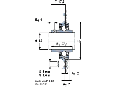 SKF Stahlblechgehäuse PFT 80, oval, für Y-Lager YET 208, YEL 208, YAT 208, YAR 208