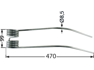 Schwaderzinken 470 x 99 x 8,5 mm für Kuhn Kreiselschwader