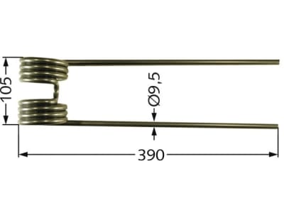 Kreiselheuerzinken links/rechts 394 x 105 x 9,5 mm für Kuhn Kreiselheuer GF 22 N, 440 M, 440 P, 440 T, 452 M, 452 P, 452 T, 671, 4000