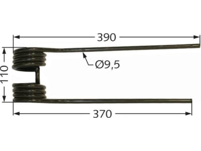 Kreiselheuerzinken rechts 395 x 110 x 9,5 mm für Kuhn Kreiselheuer GF 400, 500, 600, 5000, 6000, 7000, 8000, 10000, 13000, 17000