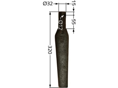 Kreiseleggenzinken links, 320 mm, Bohrung 12 mm für Euroma