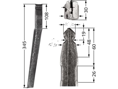 Kreiseleggenzinken links/rechts 19,6 x 345 x 30 mm für Pöttinger