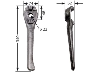 Kreiseleggenzinken rechts 74 x 340 x 52 mm, Bohrung 22 mm für Lely