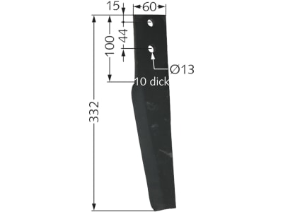 Kreiseleggenzinken links 60 x 332 x 10 mm, Bohrung 13 mm für HB-HL-HM