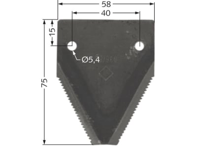 Messerklinge 75 x 58 x 2,0 mm, gezahnt, für Doppelmesser-Mähbalken Mörtl Messerklinge 75 x 58 x 2,0 mm, gezahnt, für Doppelmesser-Mähbalken Mörtl