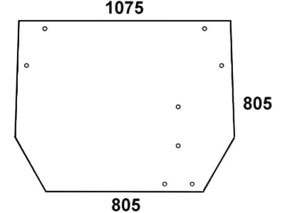 Heckscheibe, klar, 2-Loch-Befestigung, für John Deere 3-Zylinder 900, 1000, 4-Zylinder 1000, 2000, Kabine MC-1; CC-2
