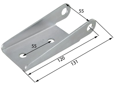 Unterschraubplatte, L x B 131 x 55 mm, Abstand Bohrungen 55 mm, verzinkt, für Stellbordwandscharnier