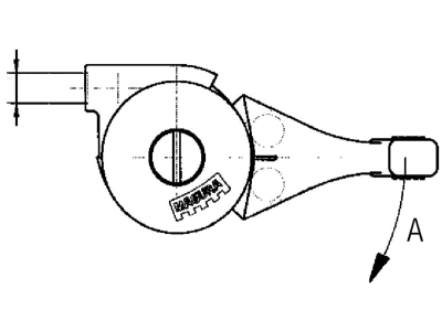 Regulierhebel links Magura HA/HB, 158 °, Hub 41 mm, E 32 mm, Übersetzung 1:3,5 Regulierhebel links Magura HA/HB, 158 °, Hub 41 mm, E 32 mm, Übersetzung 1:3,5