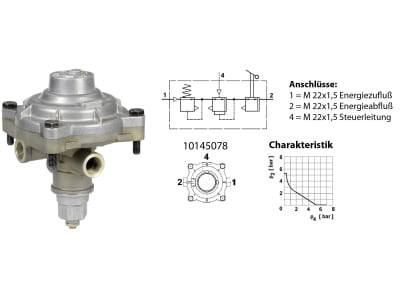 Wabco Anhängersteuerventil, 8 bar pneumatisch, Charakteristik 2, ohne Hebel, Austauschteil, für Einleitungs-Anhängersteuerventil, 471 200 110 7