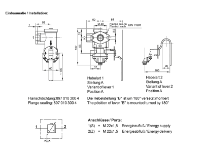 Wabco Bremskraftregler pneumatisch, Hebelart 1/2, Stellung A/B, Austauschteil, für Einleitungs-/Zweileitungsbremsanlage