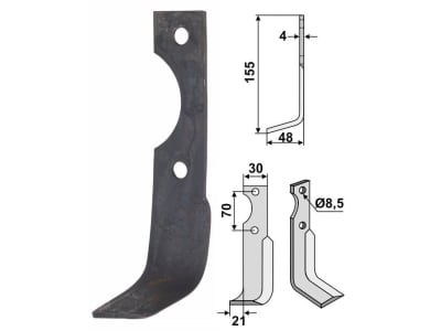 Industriehof® Fräsmesser links 155 x 48 x 4 mm, Bohrung 8,5 mm für Agria, AGR-02L