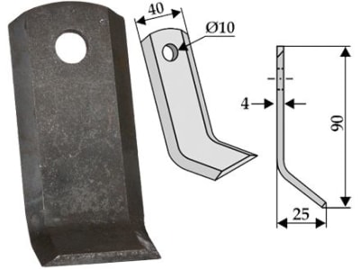 Industriehof® Y-Messer 90 x 40 x 4 mm, Bohrung 10 mm, für Mulcher Stella, 63-STE-02