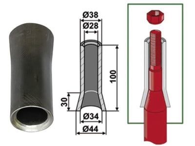 Industriehof® Einschweißbuchse Ø innen 34 mm; 28 mm, Ø außen 44 mm; 38 mm, für Zinken mit Gewinde M 20 z.B. Frontladerzinken Stoll mit Best.Nr. 10134459, 10425738, 10691239, 18100-10 Industriehof® Einschweißbuchse Ø innen 34 mm; 28 mm, Ø außen 44 mm; 38 mm, für Zinken mit Gewinde M 20 z.B. Frontladerzinken Stoll mit Best.Nr. 10134459, 10425738, 10691239, 18100-10