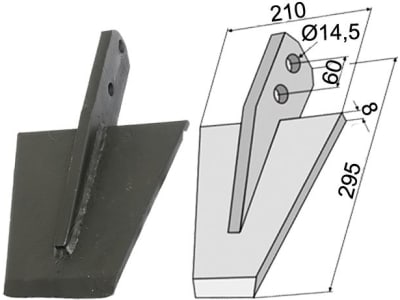 Industriehof® Spaten 295 x 210 x 8 mm, Abstand Bohrungen 60 mm, Bohrung 14,5 mm, für Falc: MiniToro Special, 631-VAN-08