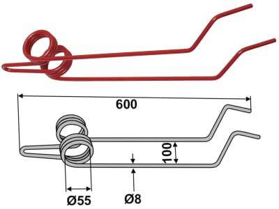 Striegelzinken 600 x 8 mm für Accord Saatstriegel DA-S, DT, DC, DF1, DF2, DL, DV