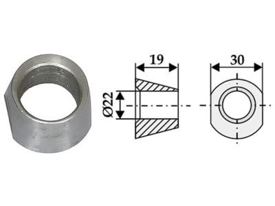 Industriehof® Exzentrische Buchse Ø 30 mm, Bohrung 22 mm, Höhe 19 mm für Frontlader, Silozinken, Futtermischermesser, 18100-3