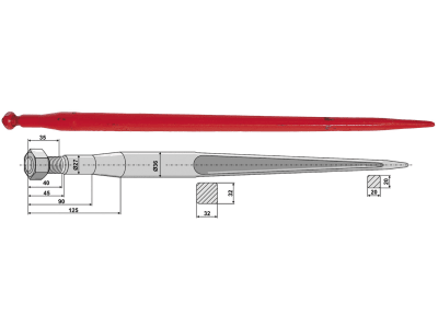 Industriehof® Frontladerzinken 1.100 mm, M 20 x 1,5, spitz, gerade, für Stoll, 181123