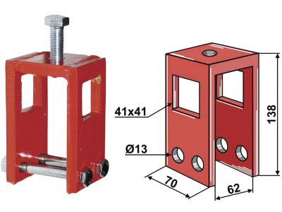 Industriehof® Zinkenhalter 138 x 70 x 62 mm für Spurlockererzinken 40 x 10/40 x 12/40 x 14 mm, Rahmen 60 x 60 mm, universal, 10.6060