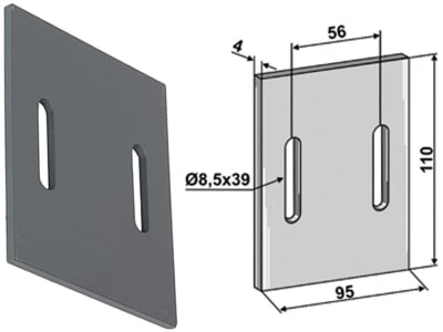 Industriehof® Abstreifer 110 x 95 x 4 mm, Bohrung 39 x 8,5 mm für Maschio Packerwalzen, 51-M201 Industriehof® Abstreifer 110 x 95 x 4 mm, Bohrung 39 x 8,5 mm für Maschio Packerwalzen, 51-M201