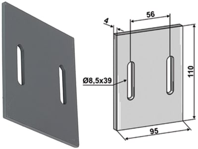 Industriehof® Abstreifer 110 x 95 x 4 mm, Bohrung 39 x 8,5 mm für Maschio Packerwalzen, 51-M201