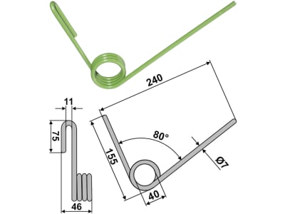 Striegelzinken 240 x 7 mm vorn für Saatstriegel Hassia und Lemken DKA, Eurodrill