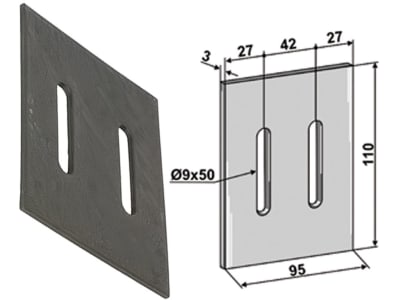 Industriehof® Abstreifer 110 x 95 x 3 mm, Bohrung 50 x 9 mm für Maschio Packerwalzen, 51-M202L