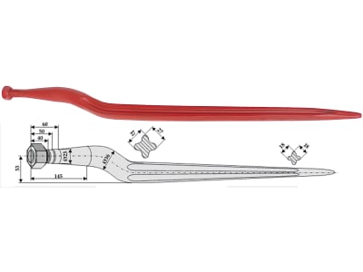 Industriehof® Frontladerzinken 810 mm, M 22 x 1,5, spitz, gekröpft, für Strautmann, Vicon, 18810