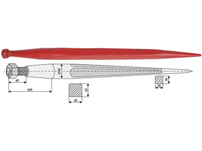 Industriehof® Schwerlastzinken 1.100 mm, Ø 50 mm, M 28 x 1,5, spitz, gerade, für universal, 181114