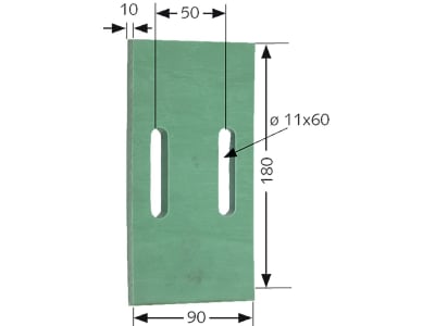 Greenflex Kunststoff-Abstreifer 180 x 90 x 10 mm, Bohrung L x B 60 x 11 mm für Eberhardt, Lemken Packerwalzen