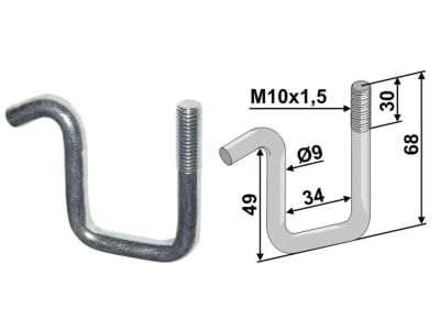 Industriehof® Zinkenhalter 68/49 x 34 x 9 mm für Striegelzinken Rahmen 30 x 30 mm, universal, 10.ST-HH