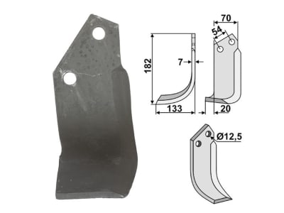 Industriehof® Fräsmesser links 182 x 70 x 7 mm, Bohrung 12,5 mm für Pegoraro TN-TB 1852/3, PEG-01L