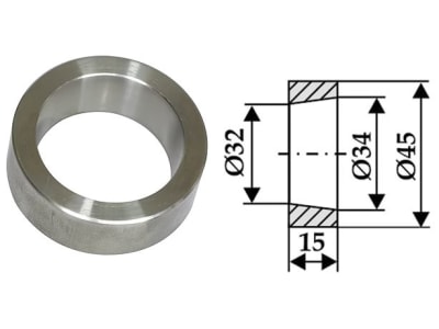 Industriehof® Einschweißbuchse Ø innen 32 mm; 34 mm, Ø außen 45 mm, 18100-4