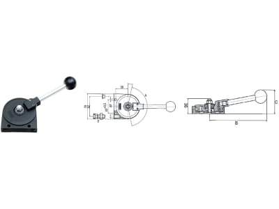 Regulierhebel links/rechts Magura 22, 156 °, Hub 80 mm, E 75 mm, Übersetzung 1:4,5 Regulierhebel links/rechts Magura 22, 156 °, Hub 80 mm, E 75 mm, Übersetzung 1:4,5