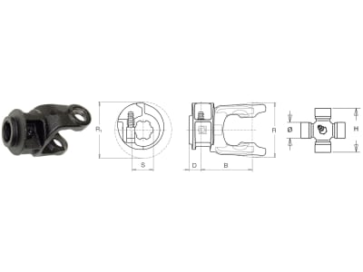 Bondioli & Pavesi Anschlussgabel 100; Global; SFT 2; G2; S2, Profil 8 x 32 x 38, Schiebestiftverschluss, 5070C2151