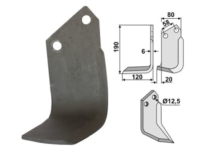 Industriehof® Fräsmesser links 190 x 80 x 6 mm, Bohrung 12,5 mm für Sauerburger, IND-23L