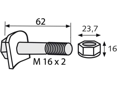 Industriehof® Messerschraube M 16 x 2 x 62 - 10.9 für Humus, 63-HUM-95 Industriehof® Messerschraube M 16 x 2 x 62 - 10.9 für Humus, 63-HUM-95