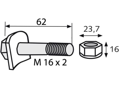 Industriehof® Messerschraube M 16 x 2 x 62 - 10.9 für Humus, 63-HUM-95