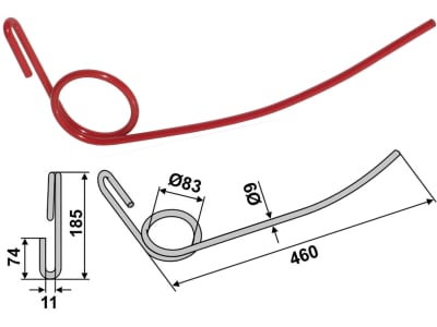 Industriehof® Striegelzinken 460 x 9 mm für Nordsten Saatstriegel S1000, 10.ST-NS1