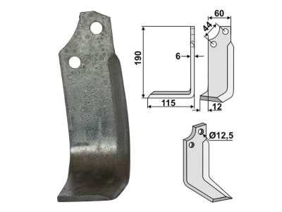 Industriehof® Fräsmesser links/rechts 190 x 60 x 6 mm, Bohrung 12,5 mm für Maschio Industriehof® Fräsmesser links/rechts 190 x 60 x 6 mm, Bohrung 12,5 mm für Maschio