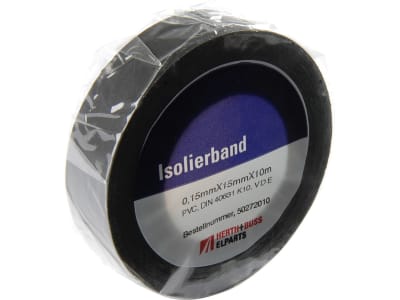 Herth + Buss Isolierband 10 m, 15 x 0,15 mm, schwarz, PVC (Polyvinylchlorid), 50 272 010