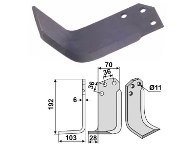 Industriehof® Fräsmesser links/rechts 192 x 103 x 6 mm, Bohrung 11 mm für Agria Industriehof® Fräsmesser links/rechts 192 x 103 x 6 mm, Bohrung 11 mm für Agria