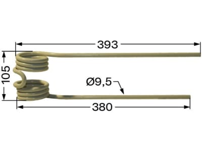 Pöttinger Kreiselheuerzinken rechts, 380/393 x 105 x 9,5 mm, weiß, für Kreiselheuer Alpinhit, Eurohit, Hit, 436.155