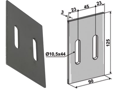 Industriehof® Abstreifer 125 x 90 x 3 mm, Bohrung 44 x 10,5 mm für Feraboli, Frost Packerwalzen, 51-F102