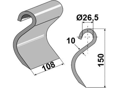 Industriehof® Schlegelmesser 150 x 108 x 10 mm, Bohrung 26,5 mm, für Mulcher Mulag, 63-IND-96 Industriehof® Schlegelmesser 150 x 108 x 10 mm, Bohrung 26,5 mm, für Mulcher Mulag, 63-IND-96