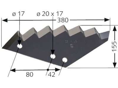 MWS Messer 385 x 160 x 8 mm für Futtermischwagen Kuhn