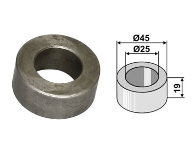 Industriehof® Buchse 19 x 10 mm, Ø innen 25 mm, Ø außen 45 mm, für Sovema, 63-SOV-501